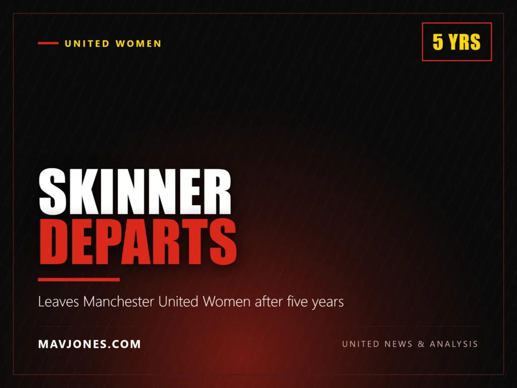Manchester United graphic reading Skinner Departs, leaves Manchester United Women after five years